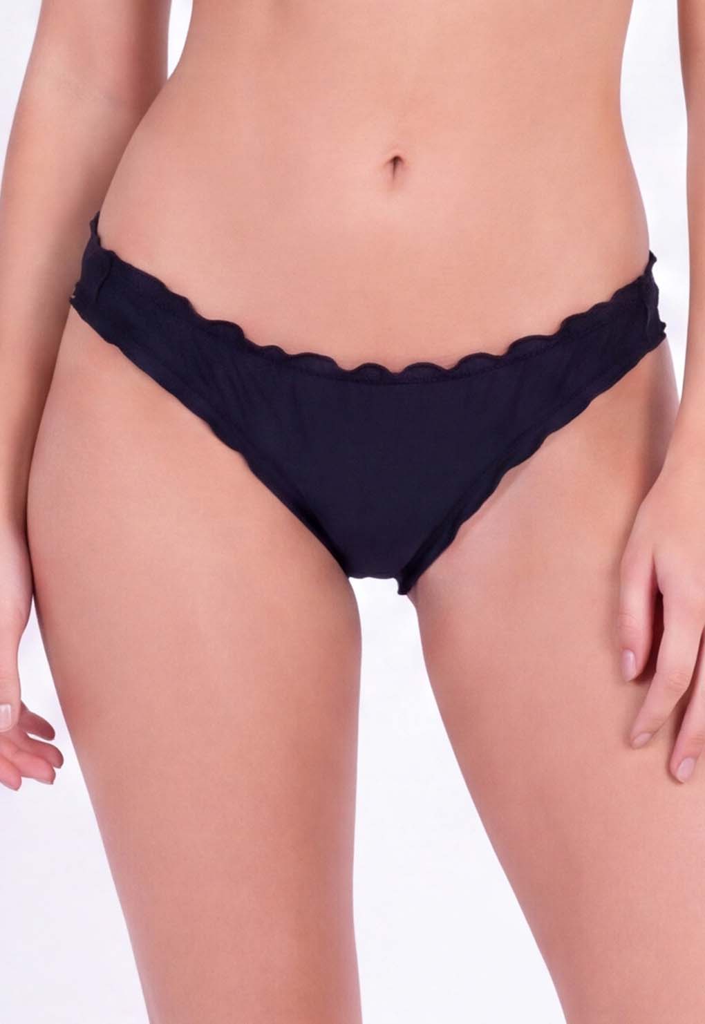 Bikini calzón tanga arruchada color negro XS