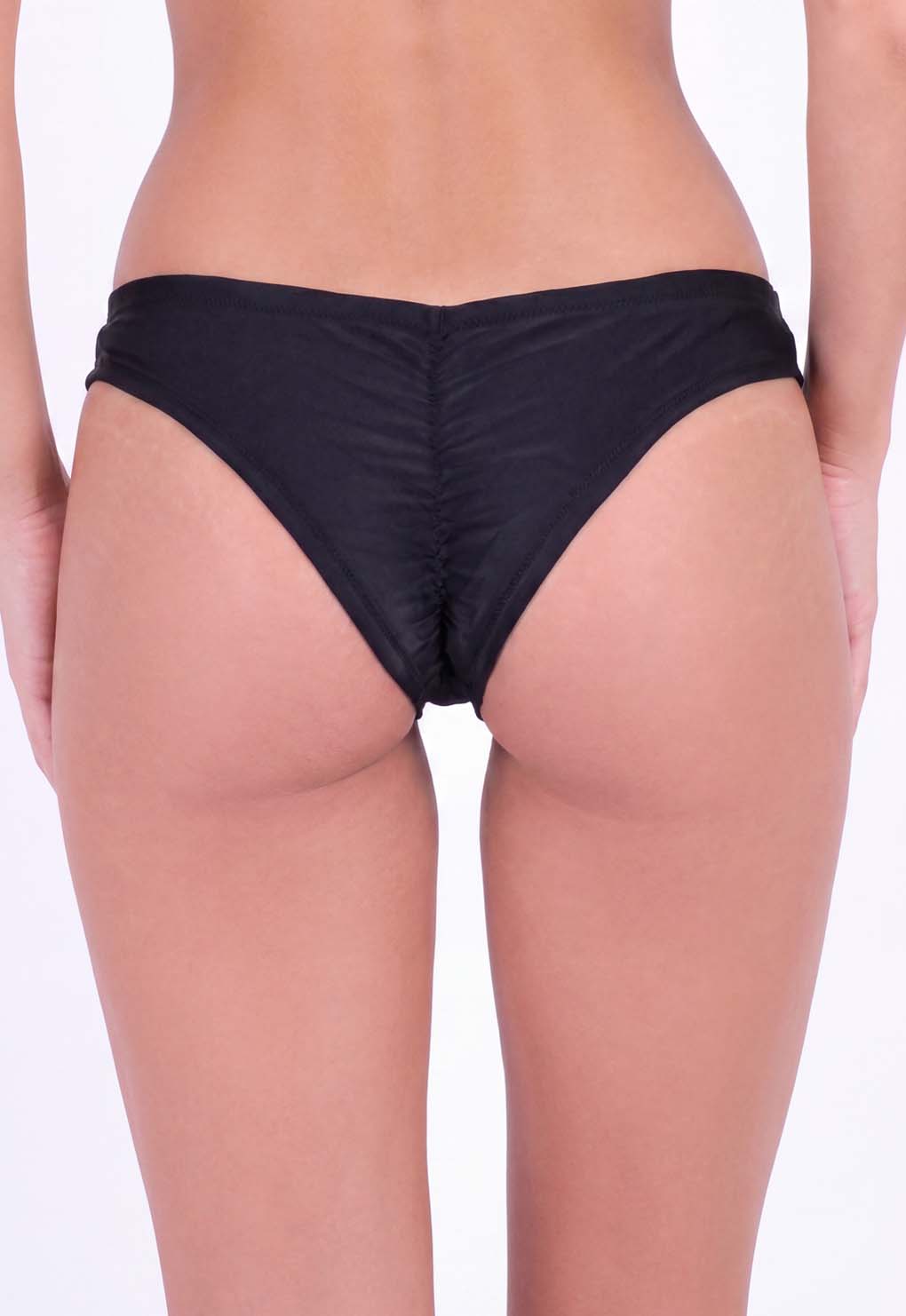 Bikini calzón tanga arruchada color negro XS