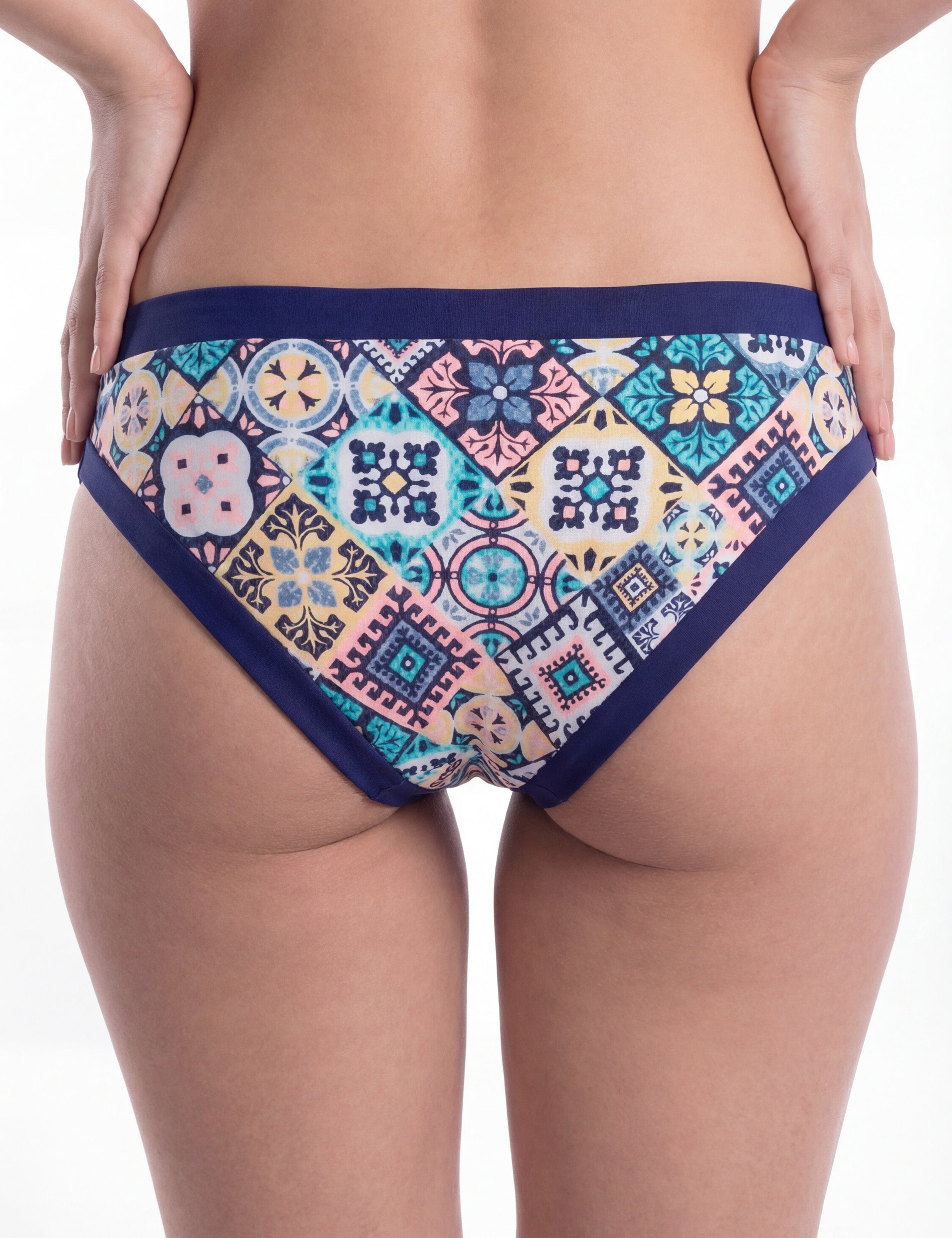 Calzón bikini clásico estampado azul