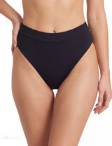Bikini calzón estilo pin up con pretina negro