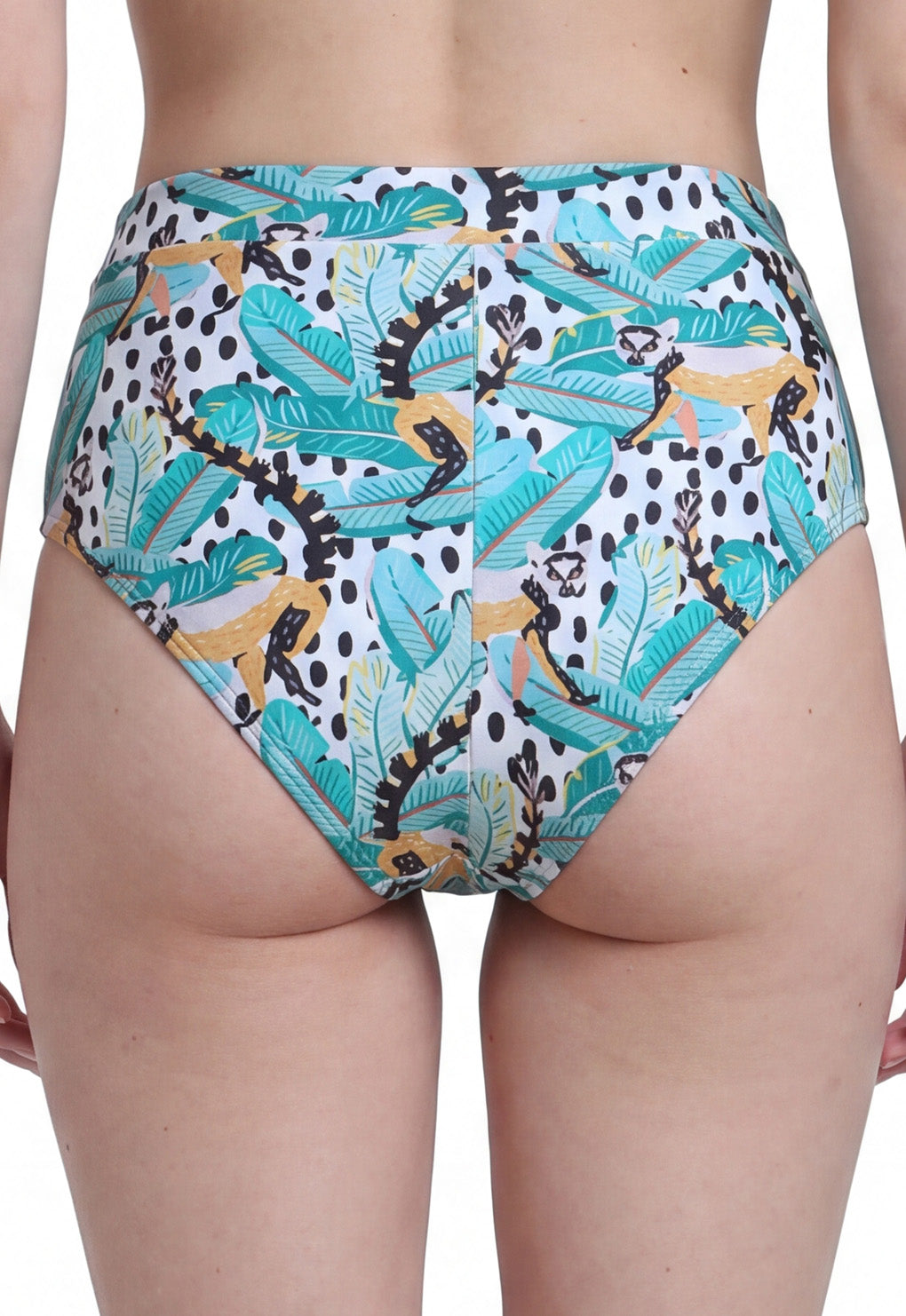 Bikini calzón alto con pretina estampado verde