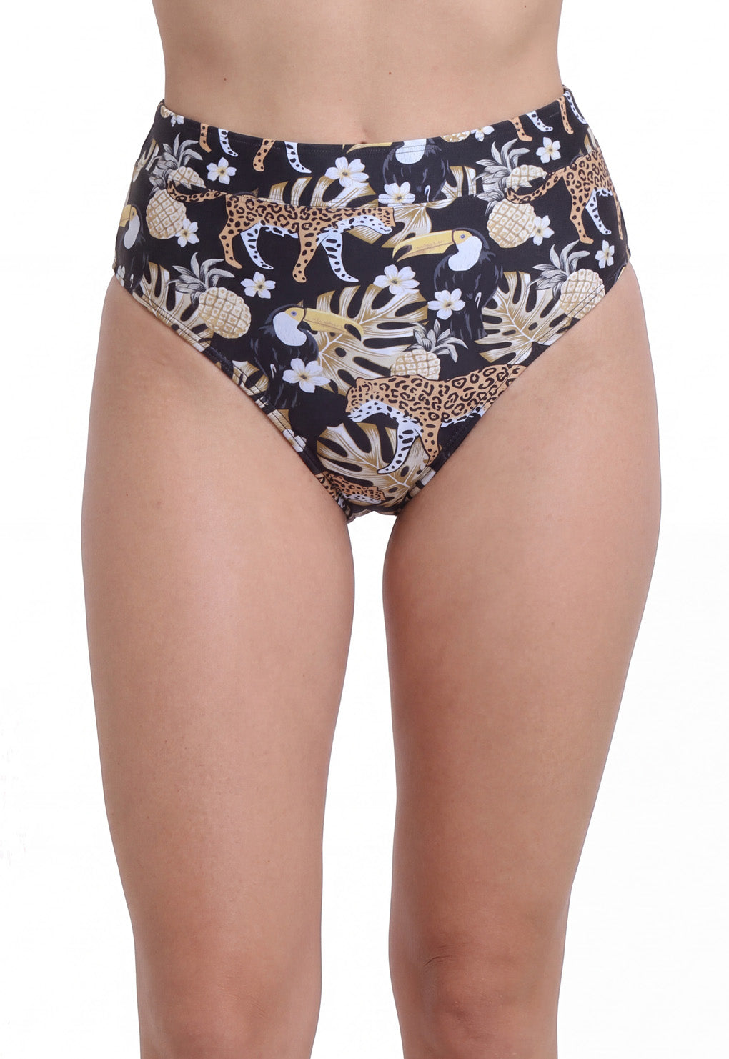 Bikini calzón alto con pretina estampado amarillo