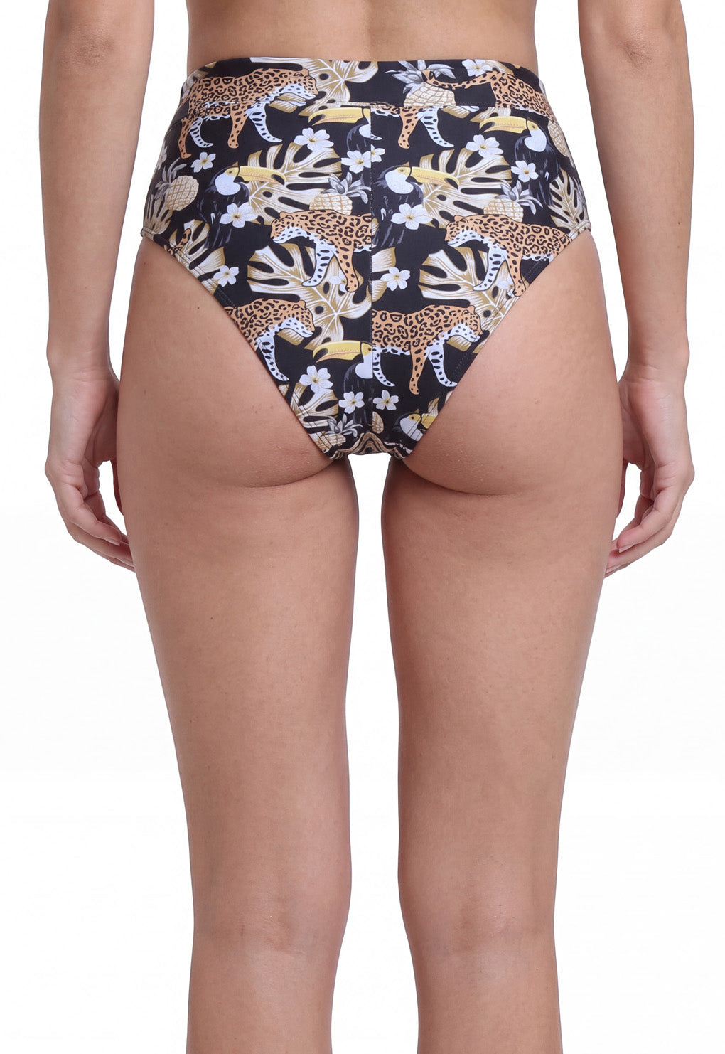 Bikini calzón alto con pretina estampado amarillo