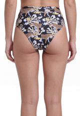 Bikini calzón alto con pretina estampado amarillo