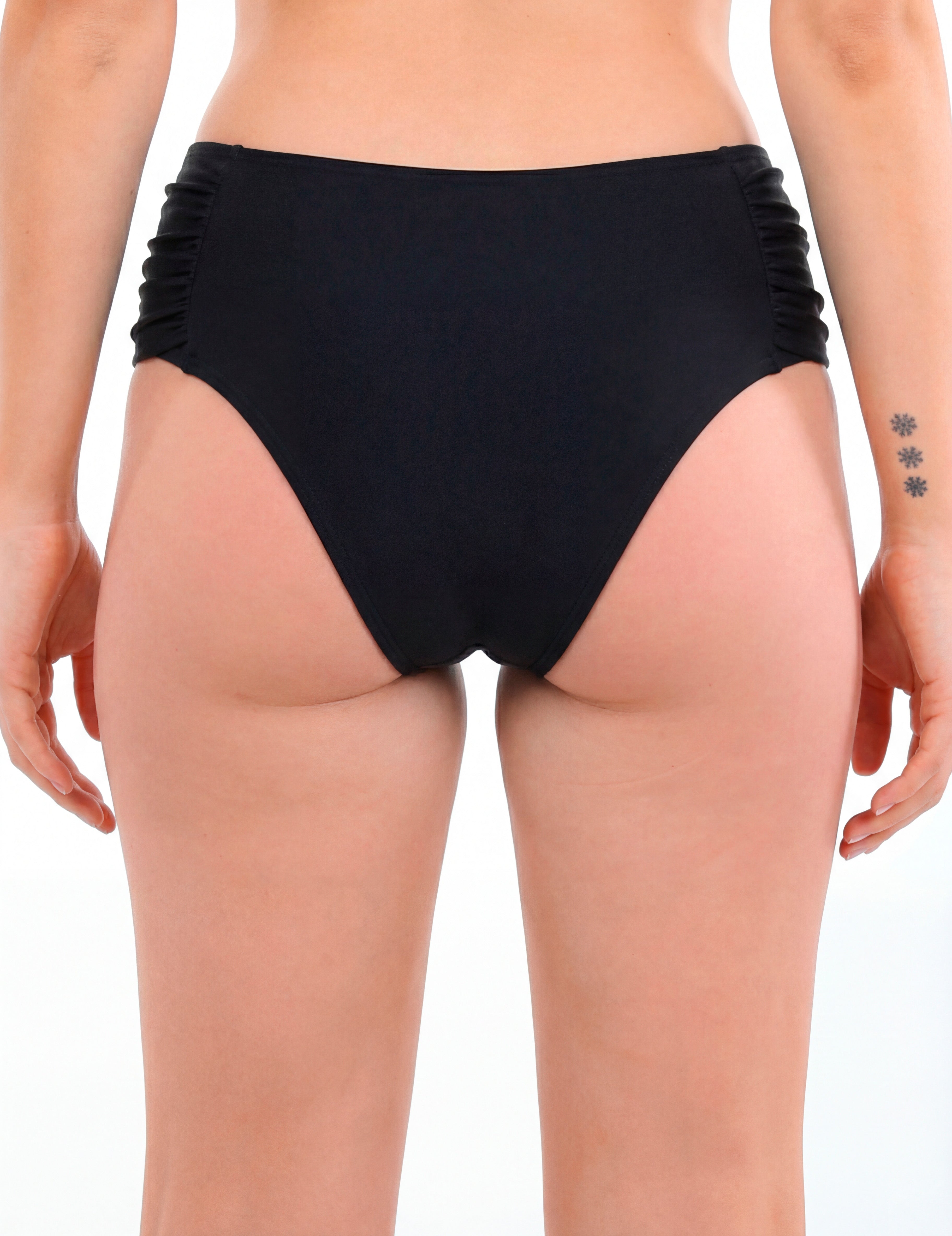 Bikini calzón tanga drapeado negro