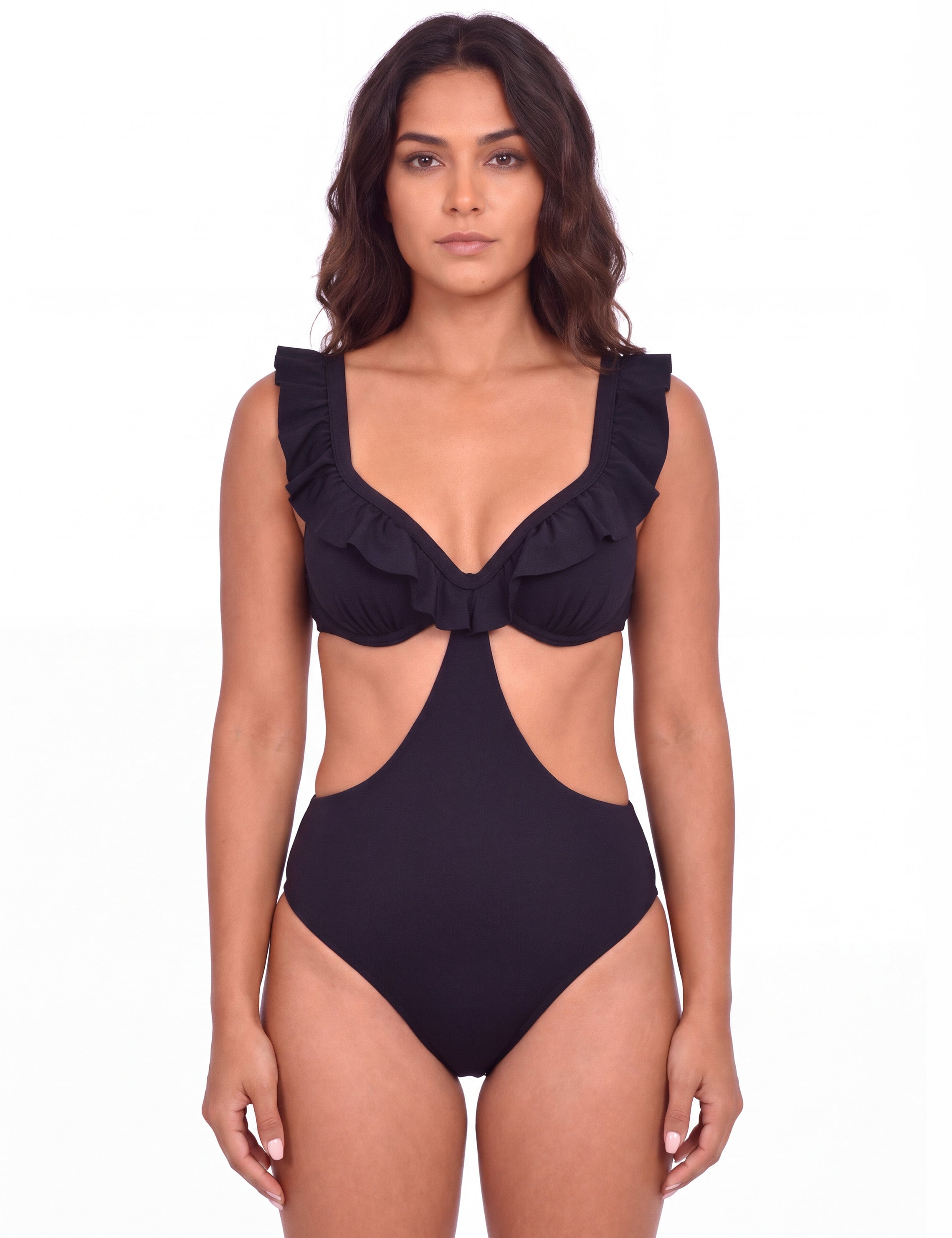 Trikini con vuelos negro