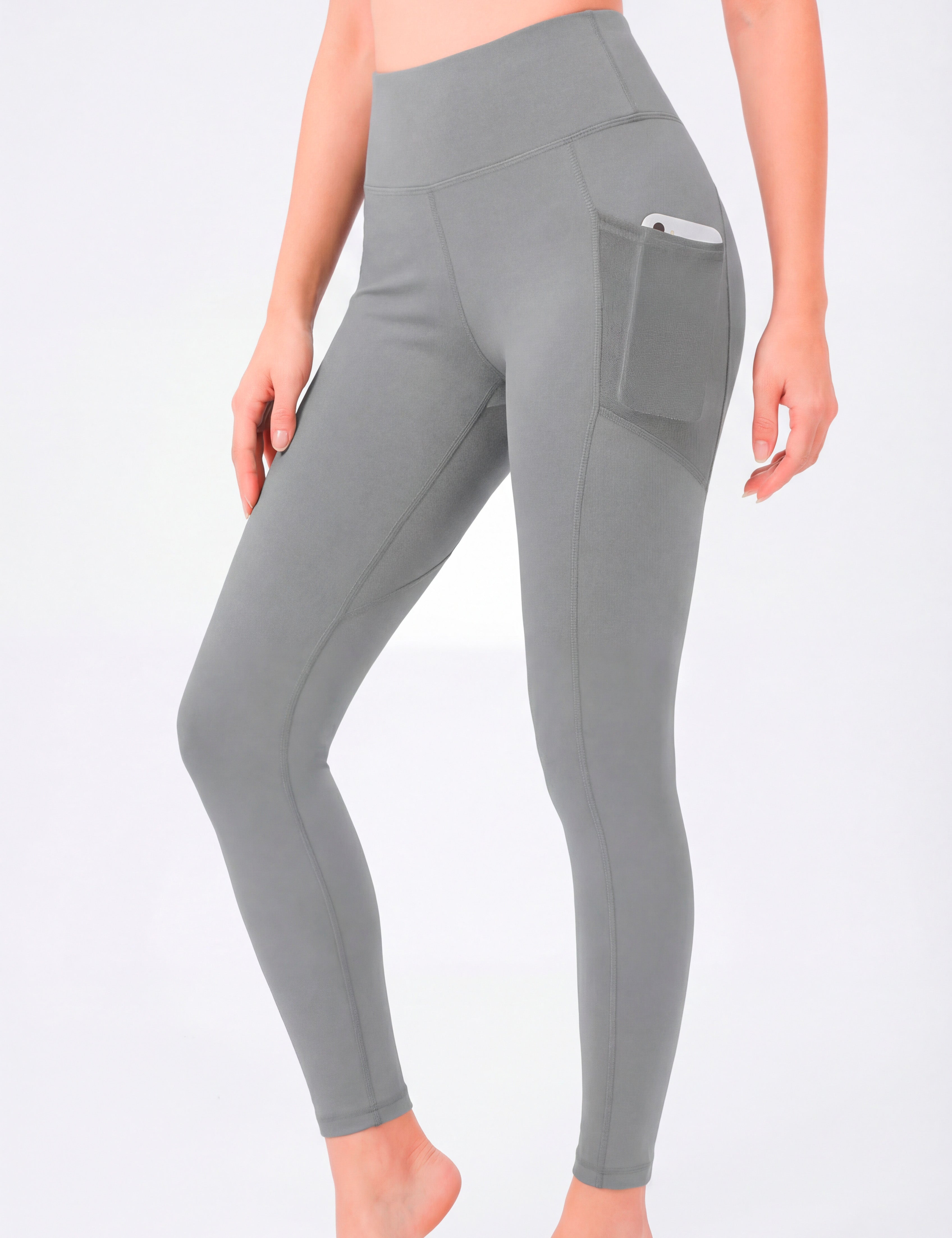 Calza con bolsillo de malla gris