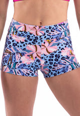 Bikini short para niña estampado celeste