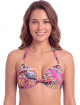 Bikini estilo sostén estampado fucsia