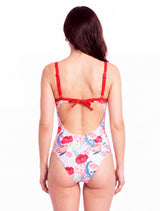 Traje de baño de una pieza rebajado estampado rojo