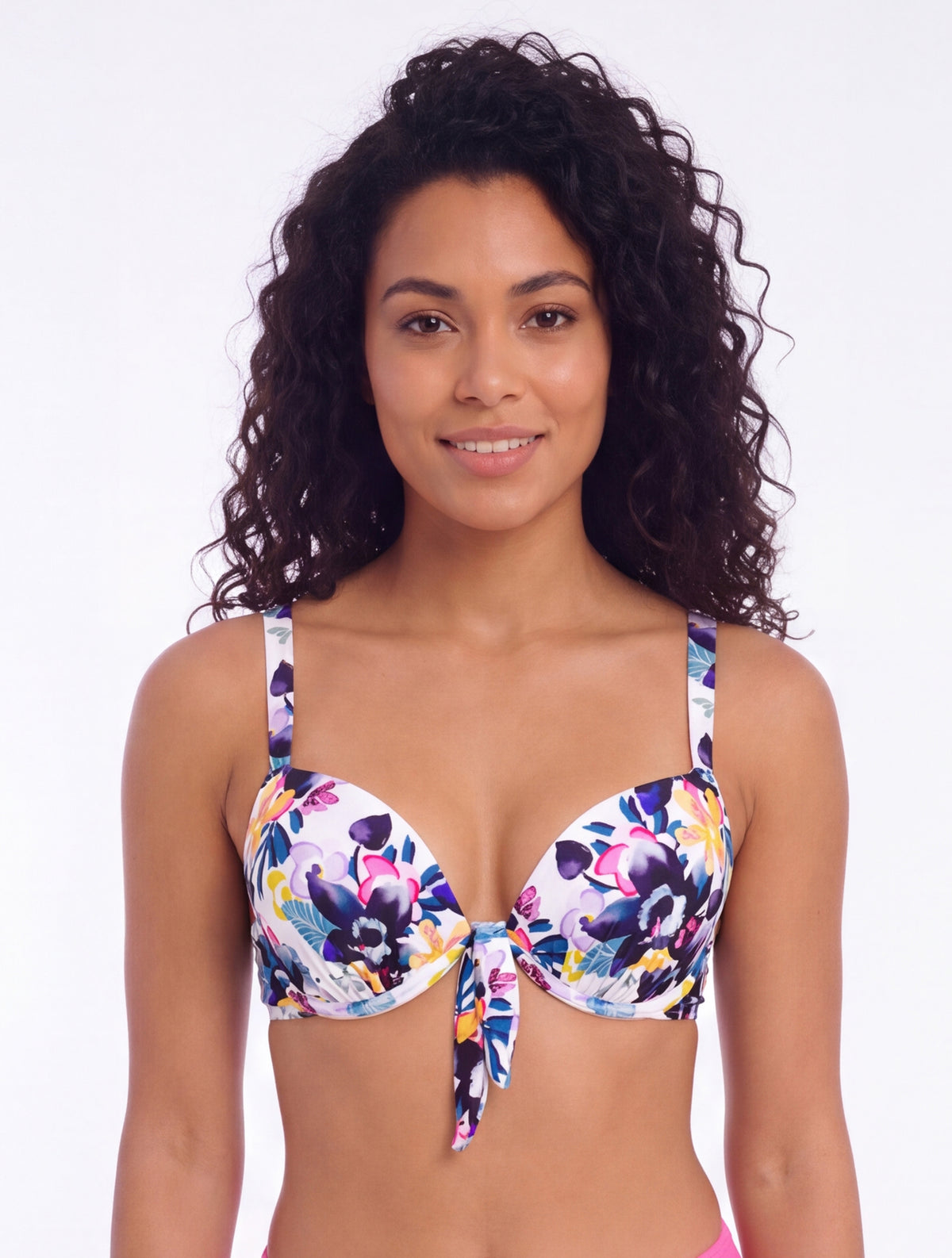Bikini push up estampado negro con nudo
