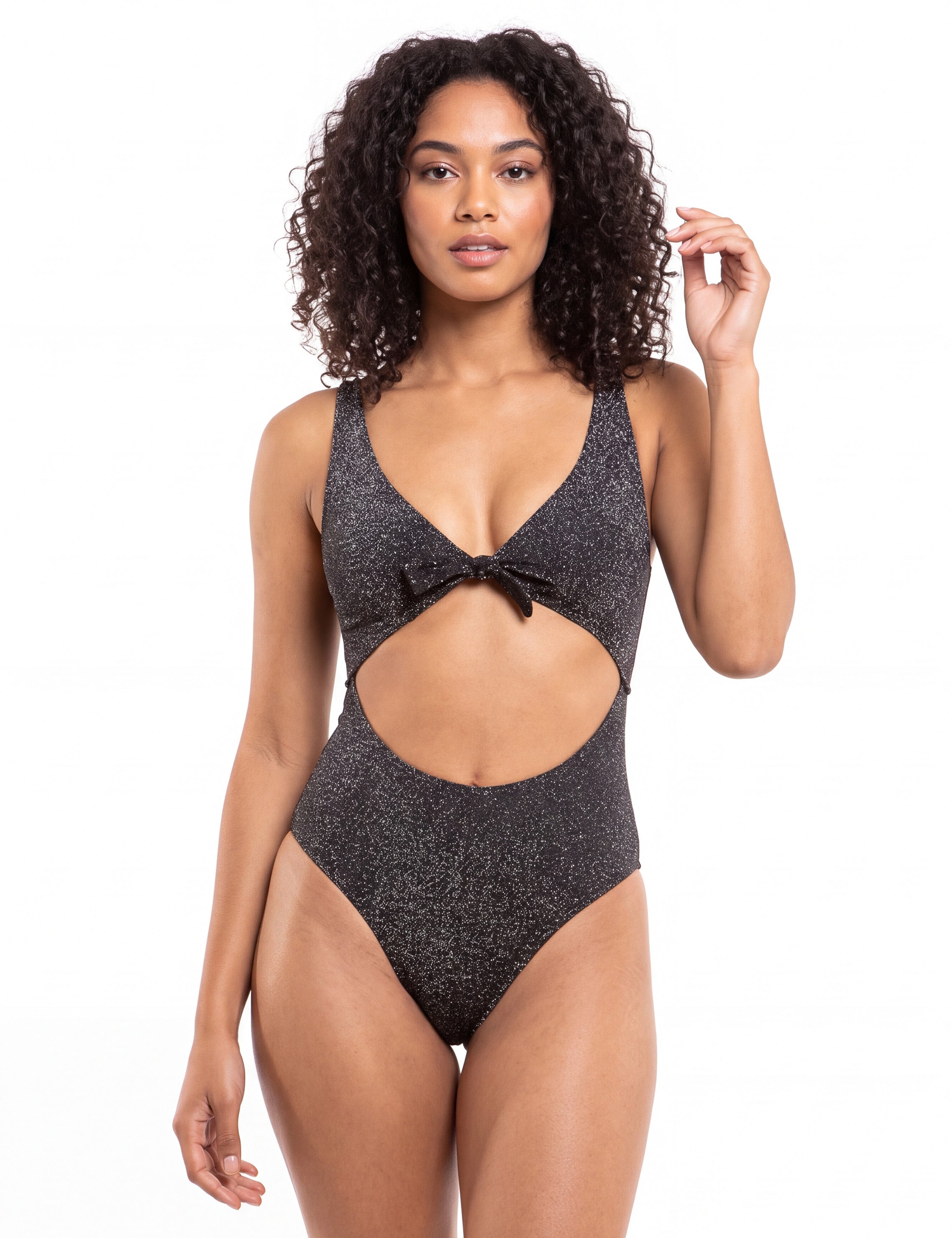 Trikini con nudo ajustable negro brillante