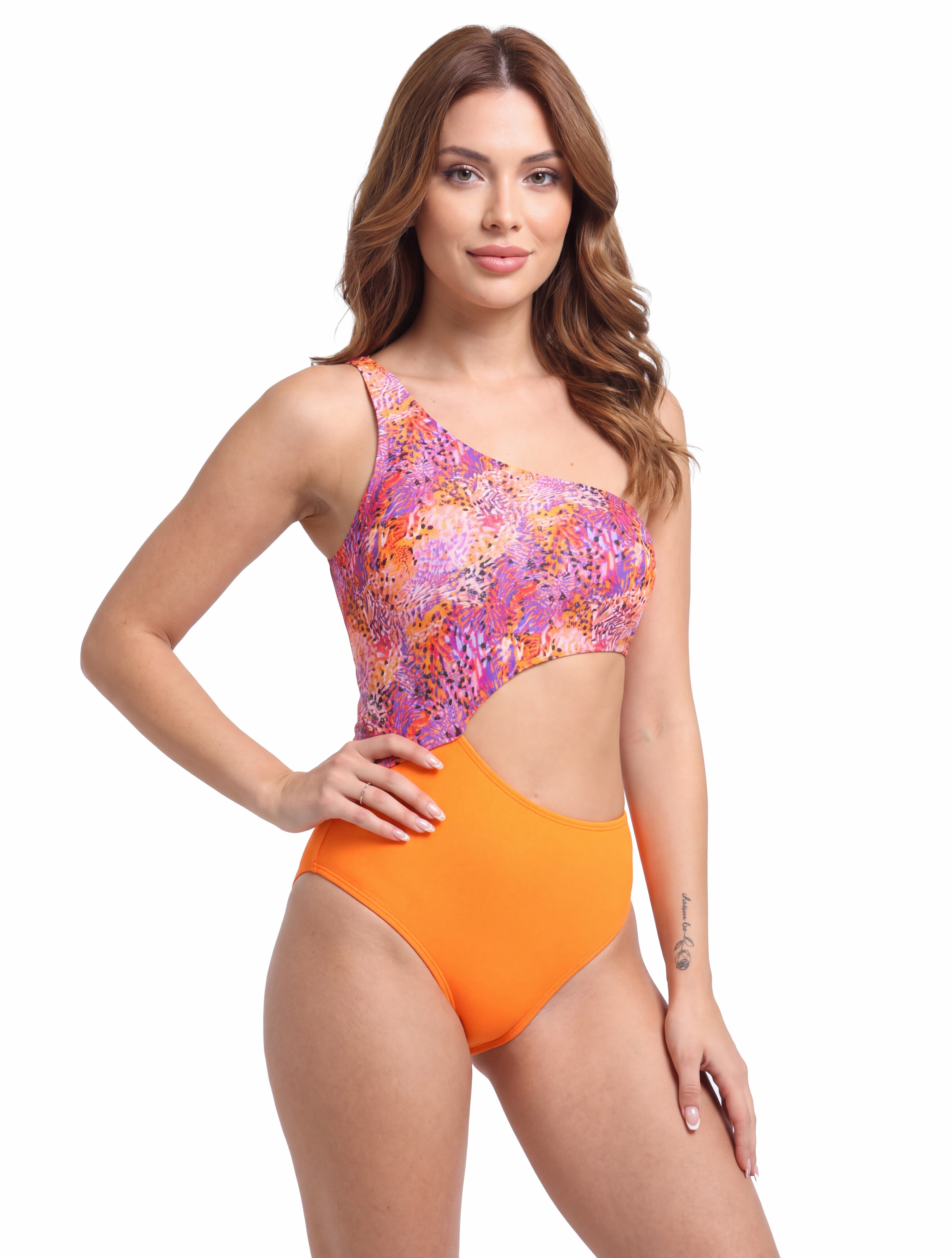 Trikini cruzado estampado naranja