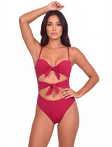 Trikini con doble nudo color rojo