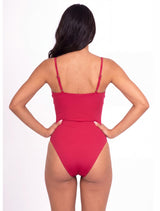 Trikini con doble nudo color rojo