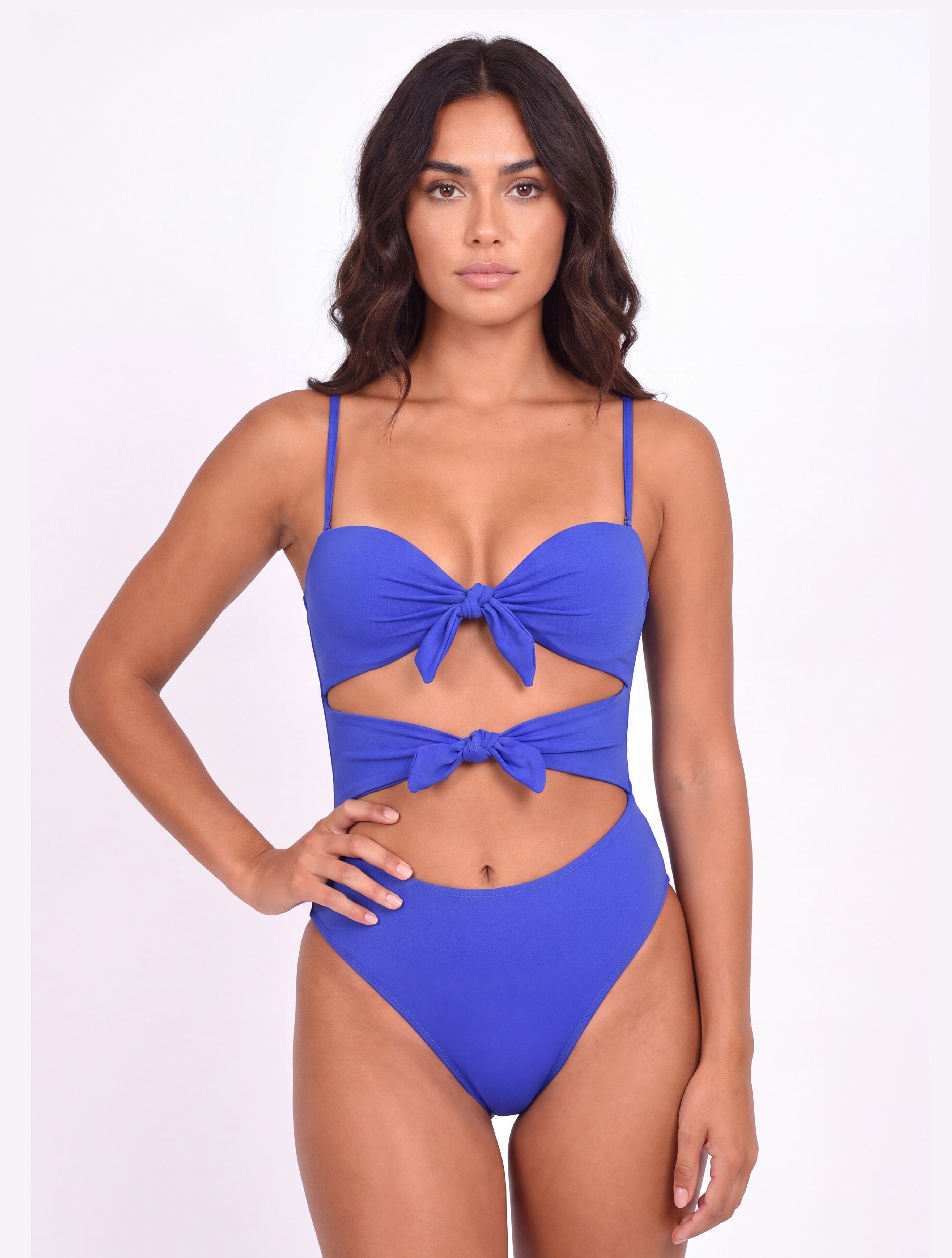 Trikini con doble nudo color azul