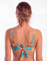 Bikini estilo sostén drapeado estampado coral