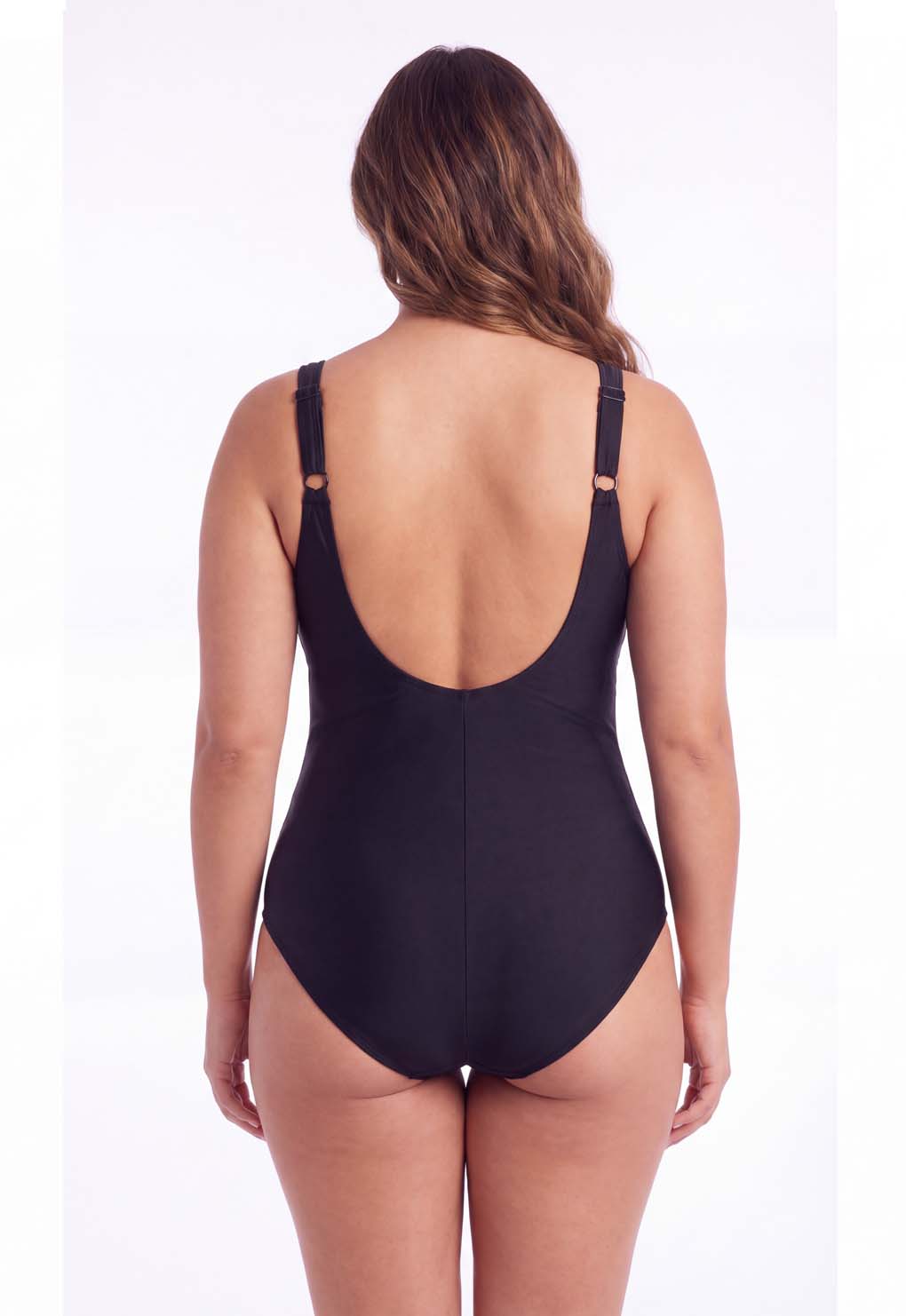 Traje de baño con pliegues PLUS SIZE negro