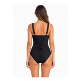Traje de baño mujer reductor modelador negro tipo corset - vista posterior