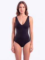 Traje de baño reductor estilo corset ajustable negro
