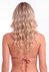 Bikini triangulo argolla estampado naranja