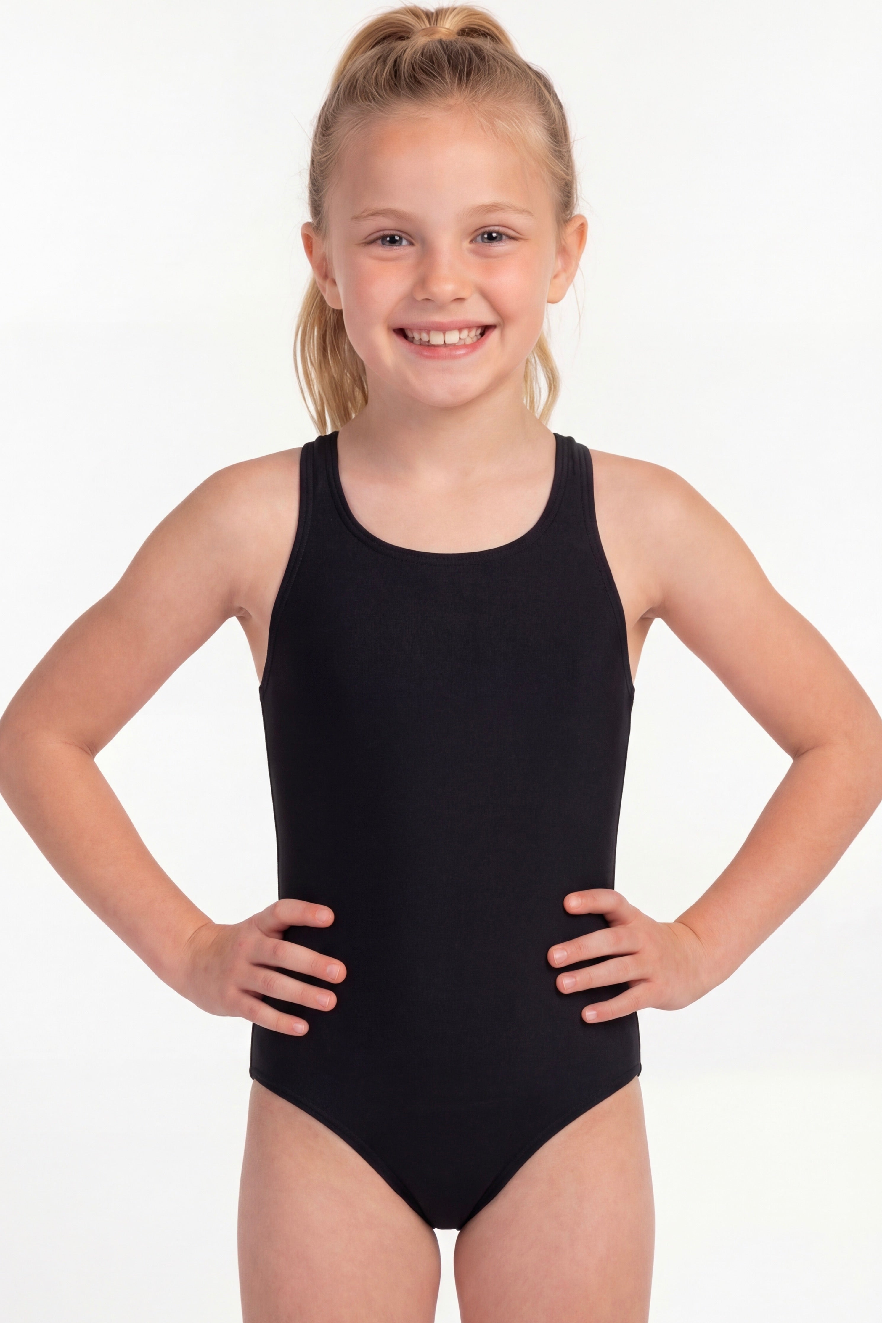 Traje de baño básico de niña negro