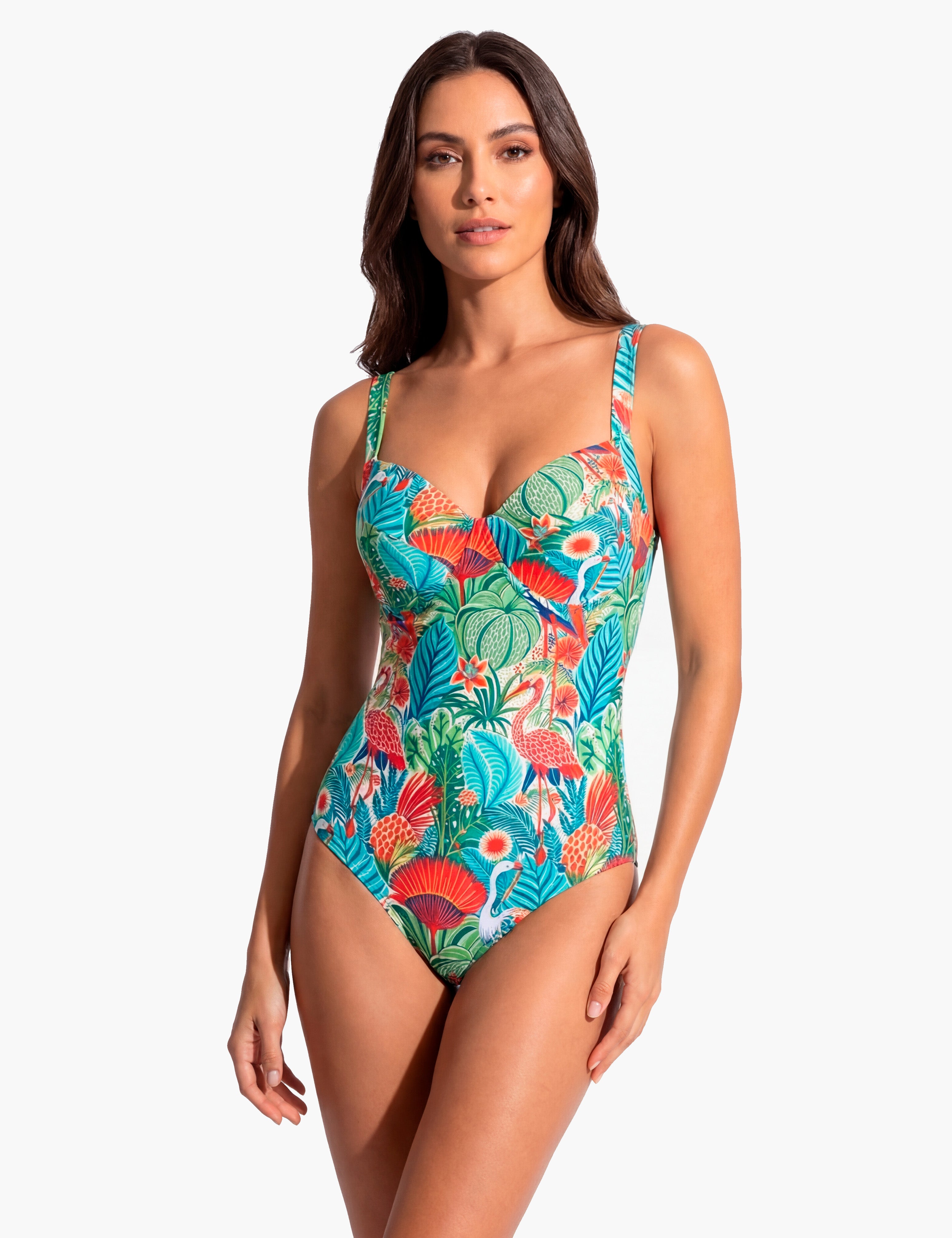 Traje de baño reductor copa grande estampado verde