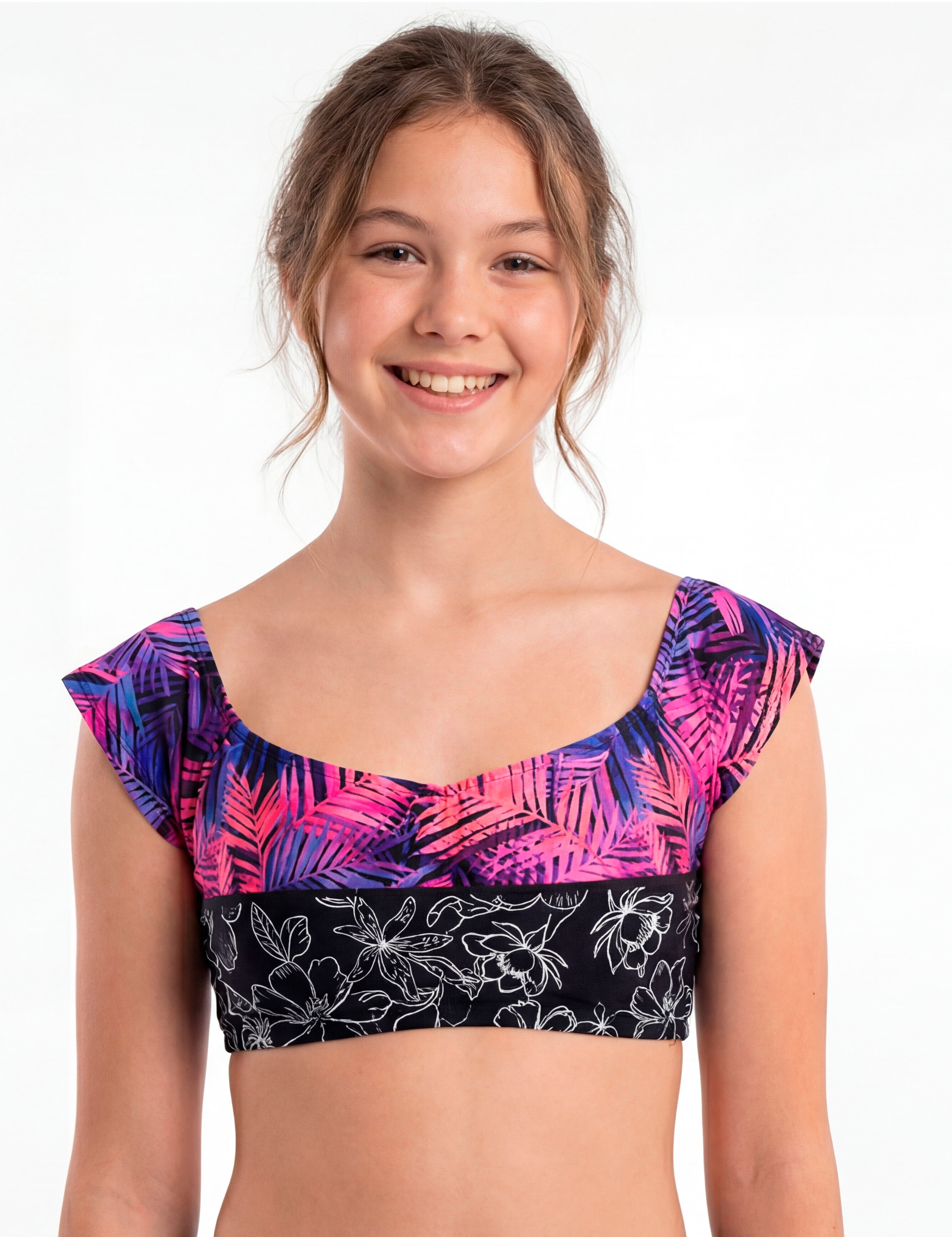 Top bikini estampado morado