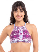 Bikini peto cruzado estampado rosado
