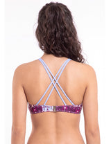 Bikini peto cruzado estampado rosado