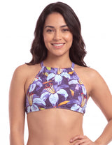 Bikini peto cruzado estampado morado