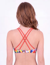 Bikini peto cruzado estampado loros
