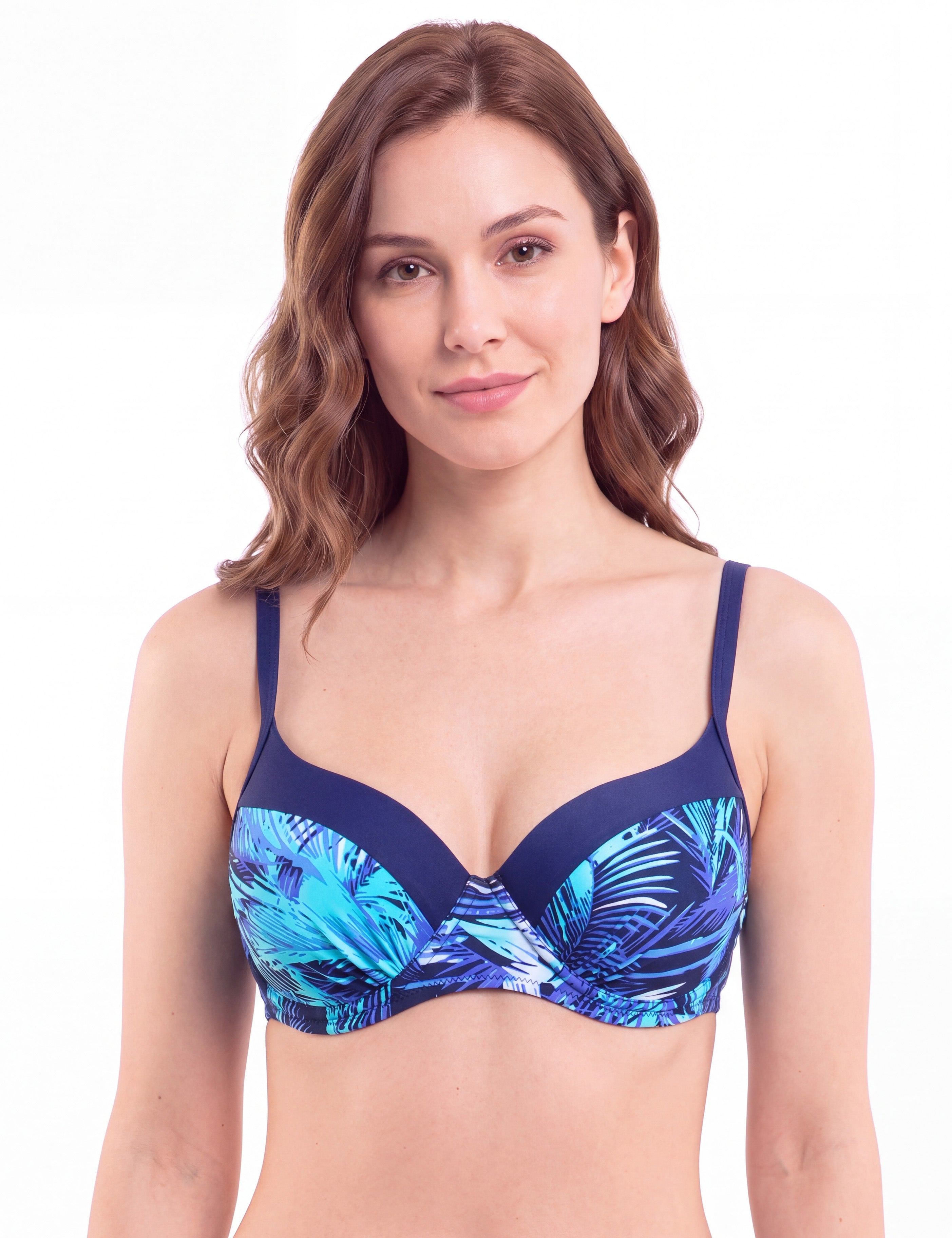 Bikini sostén copa grande estampado azul
