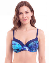 Bikini sostén copa grande estampado azul