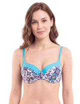 Bikini sostén copa grande estampado turquesa