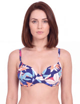 Bikini sostén copa grande estampado azul