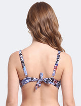 Bikini estilo sostén anudado copa C - D estampado azul