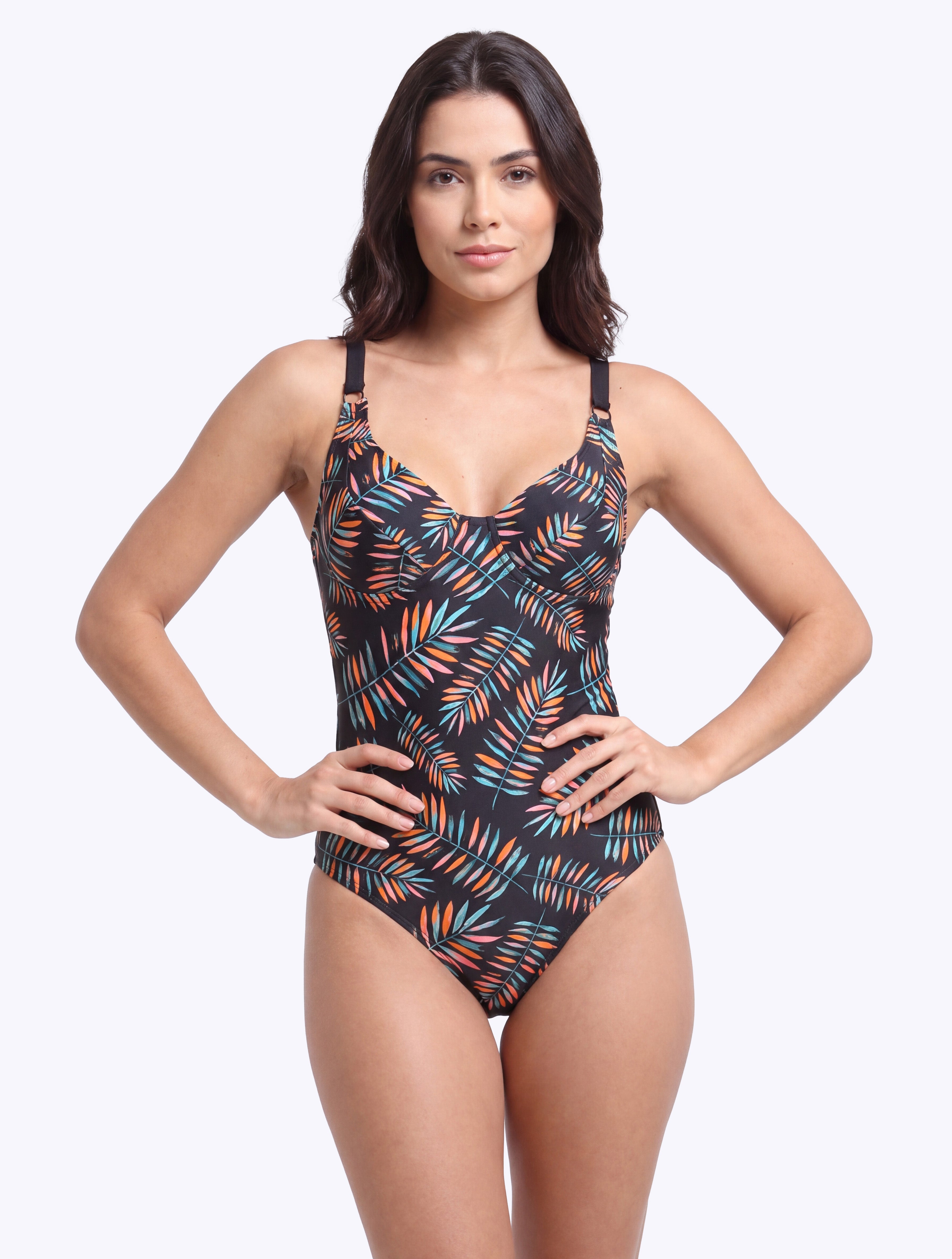 Traje de baño enterito básico estampado verde