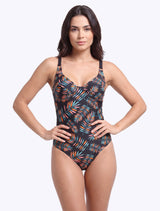 Traje de baño enterito básico estampado verde