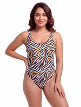 Traje de baño tirantes arruchados animal print