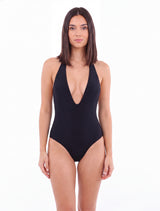 Traje de baño con escote en V Negro