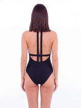 Traje de baño con escote en V Negro