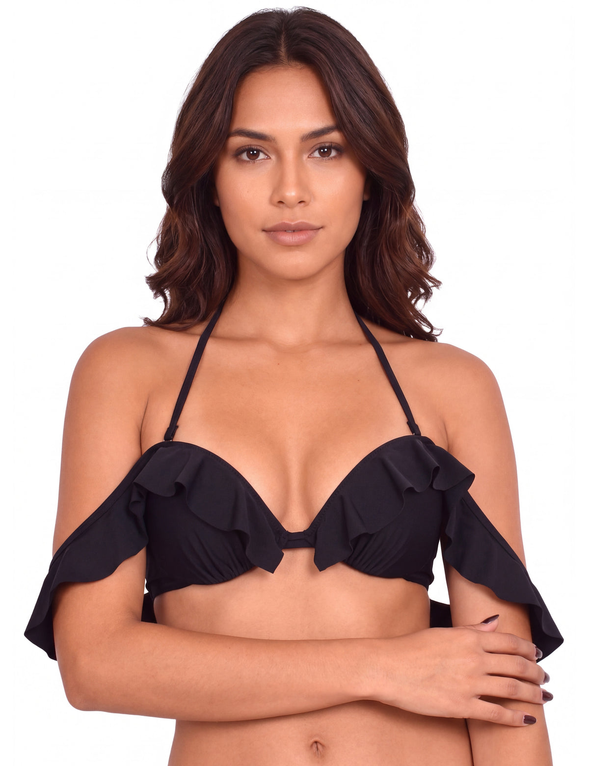 Bikini estilo sostén vuelos negro