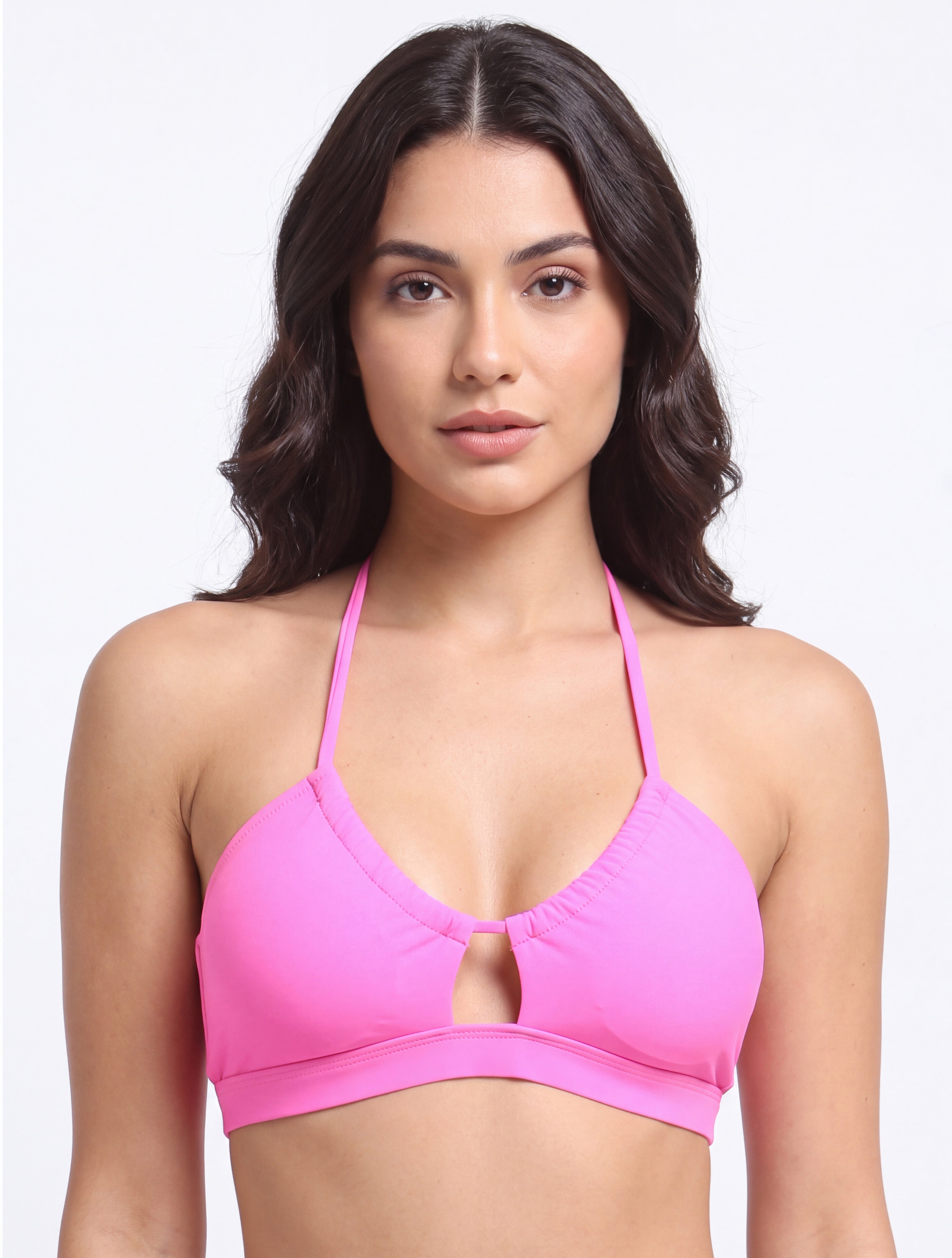 Bikini sin barba bandeau pretina fucsia