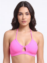 Bikini sin barba bandeau pretina fucsia