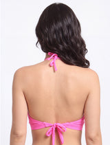Bikini sin barba bandeau pretina fucsia