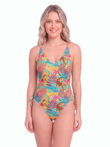 Traje de baño rebajado estampado rojo