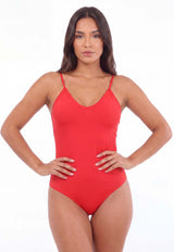 Traje de baño rebajado con amarras rojo