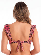 Bikini triangulo con vuelos estampado negro