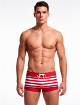 Traje de baño tipo bóxer para hombres estampado rojo